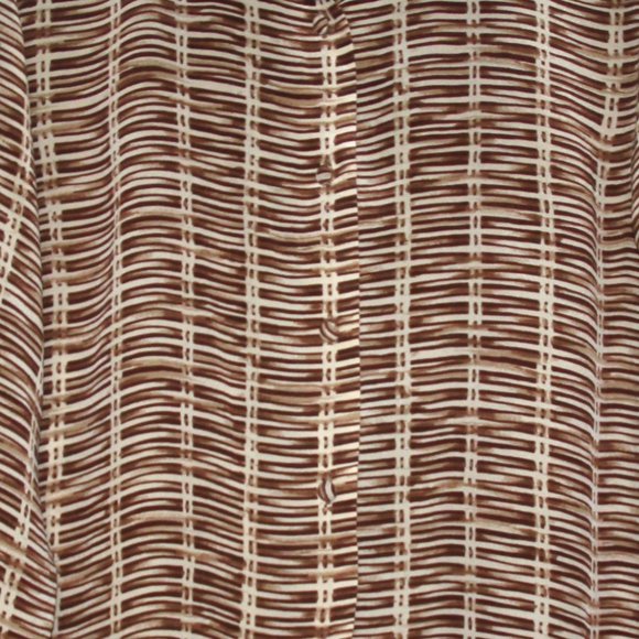 Lord & Taylor Vintage Silk Brown Cream Print Blouse Shirt Long Sleeve Top Size 4 - Picture 8 of 8